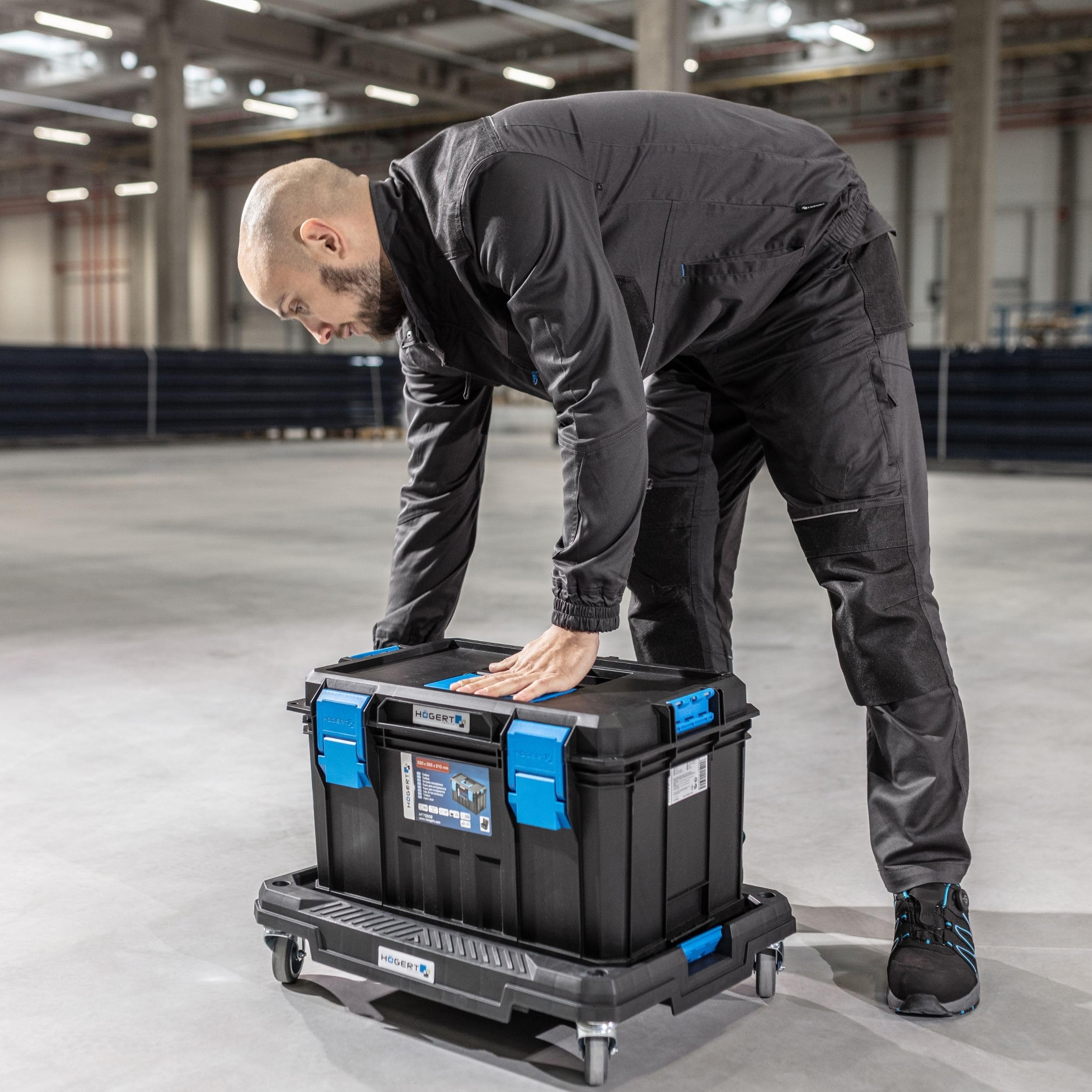 Högert Technik - Plataforma de Transporte con Ruedas HT7G504, Caja Herramientas, Carga de hasta 150 kg, Maletin Herramientas, Resistente a Daños, Construcción Duradera, Estructura Modular
