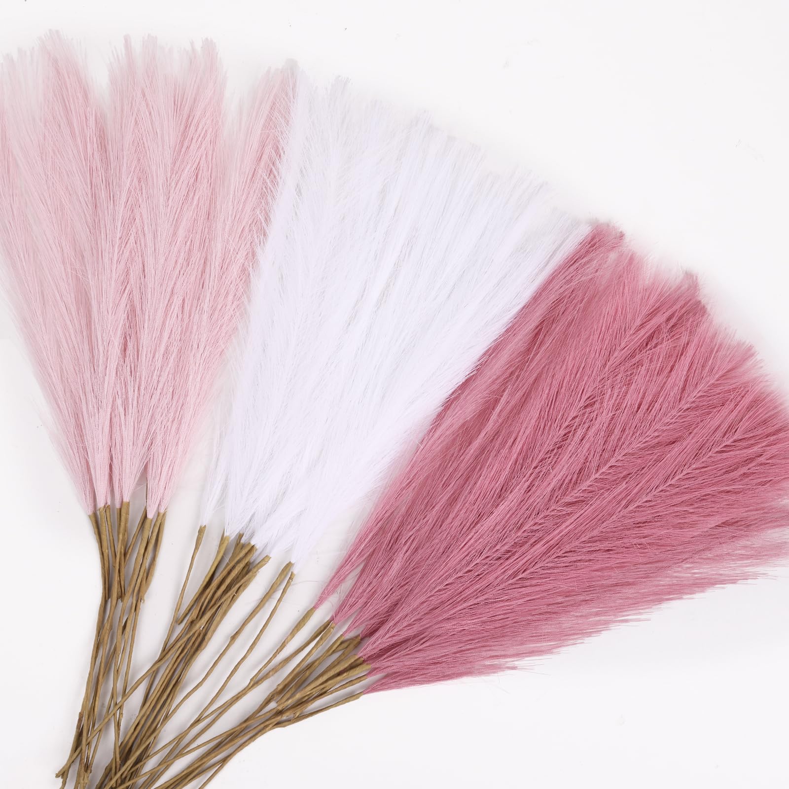 CEWOR 36pcs Pink Pampas Grass Decor 21 Inch Faux Pampas Grass Home Decor, Artificial Tall Pampas Grass Blush, for Short Vase Filler Room Decoration, Wedding Centerpieces Party Decorations