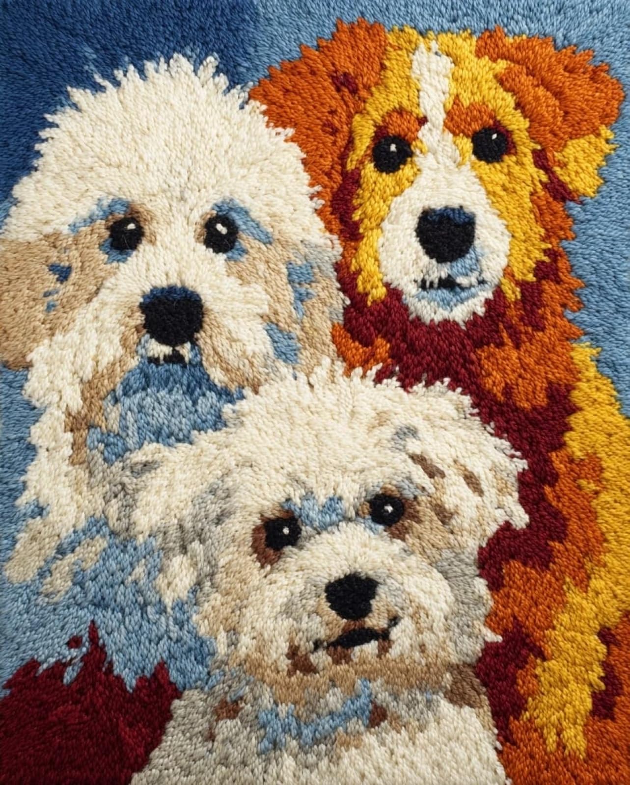 Wallphantom Latch Hook Rug Kits,Three Adorable Dogs