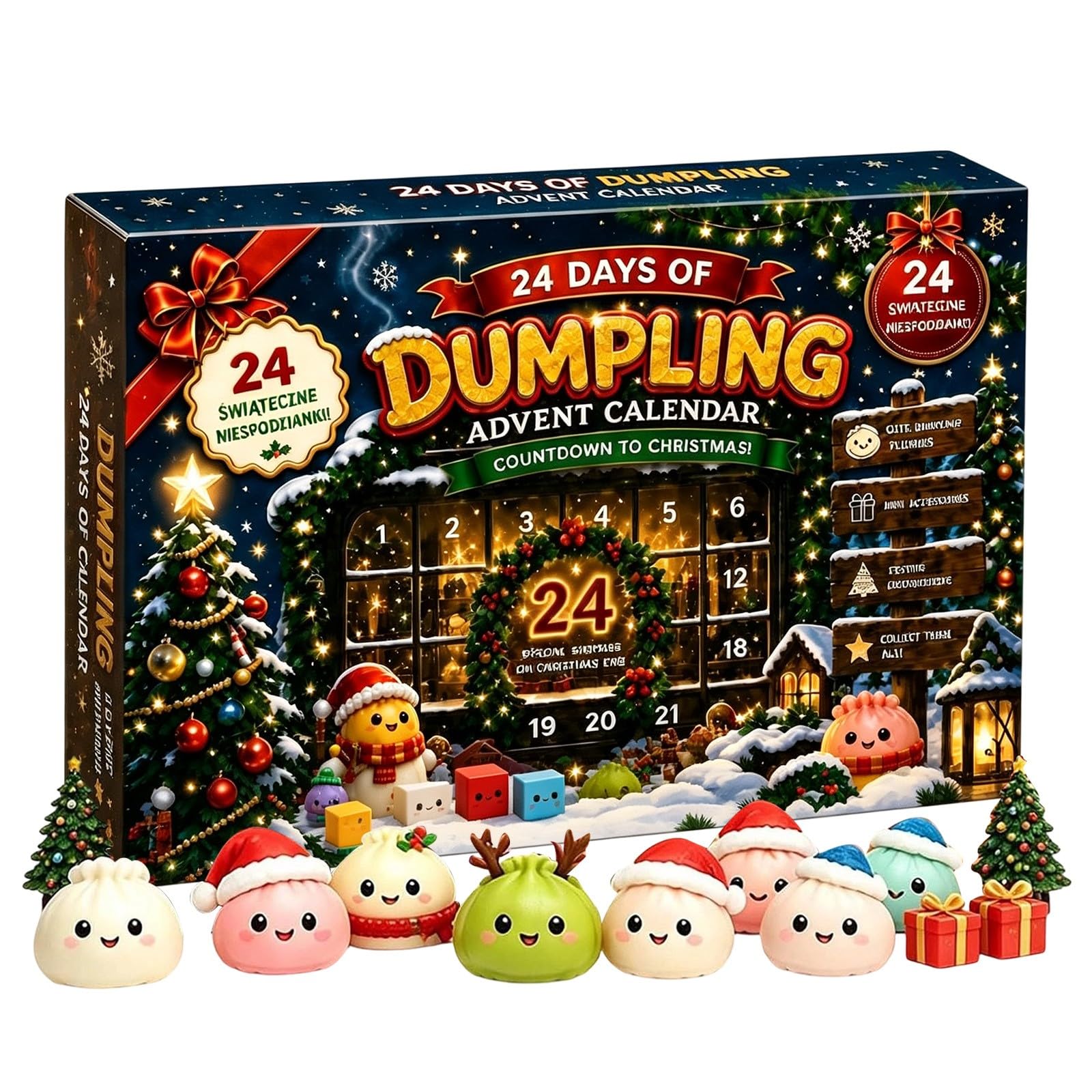 Christmas Dumpling Advent Calendar 2026, 24 Day Mystery Countdown Squeeze Balls Toys | Soft Fidget Toys Stress Relief Sensory Balls for Christmas Birthday Party Favors Gift — image 1