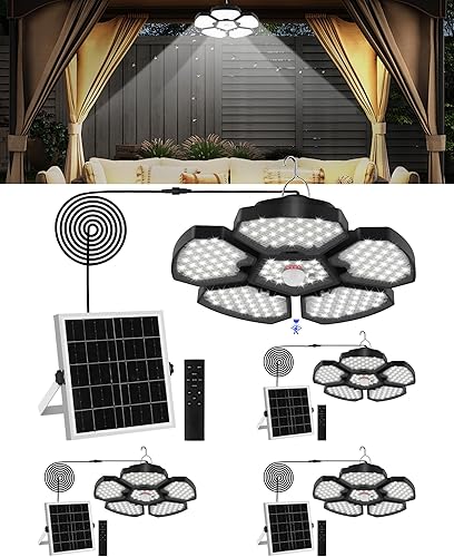 Miniatura 9 de T-SUN Luz Solar para Cobertizo Interior y Exterior, 1200LM 156LED Luz Colgante con Sensor de Movimiento con 5 Modos de Iluminación y Control Remoto,
