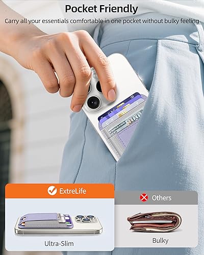 Miniatura 155 de ExtreLife Magsafe Wallet, cartera magnética más fuerte para iPhone 17/16/15/14/13/12, para tarjetero Magsafe con 2 ranuras para tarjetas, bloqueo