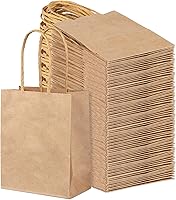 PINWATT 120 Pack Mini Kraft Paper Gift Bags with Handles - 4.7x2.4x6.5 Inch Small Brown Bags for Parties, Weddings, Birthdays, Baby Showers