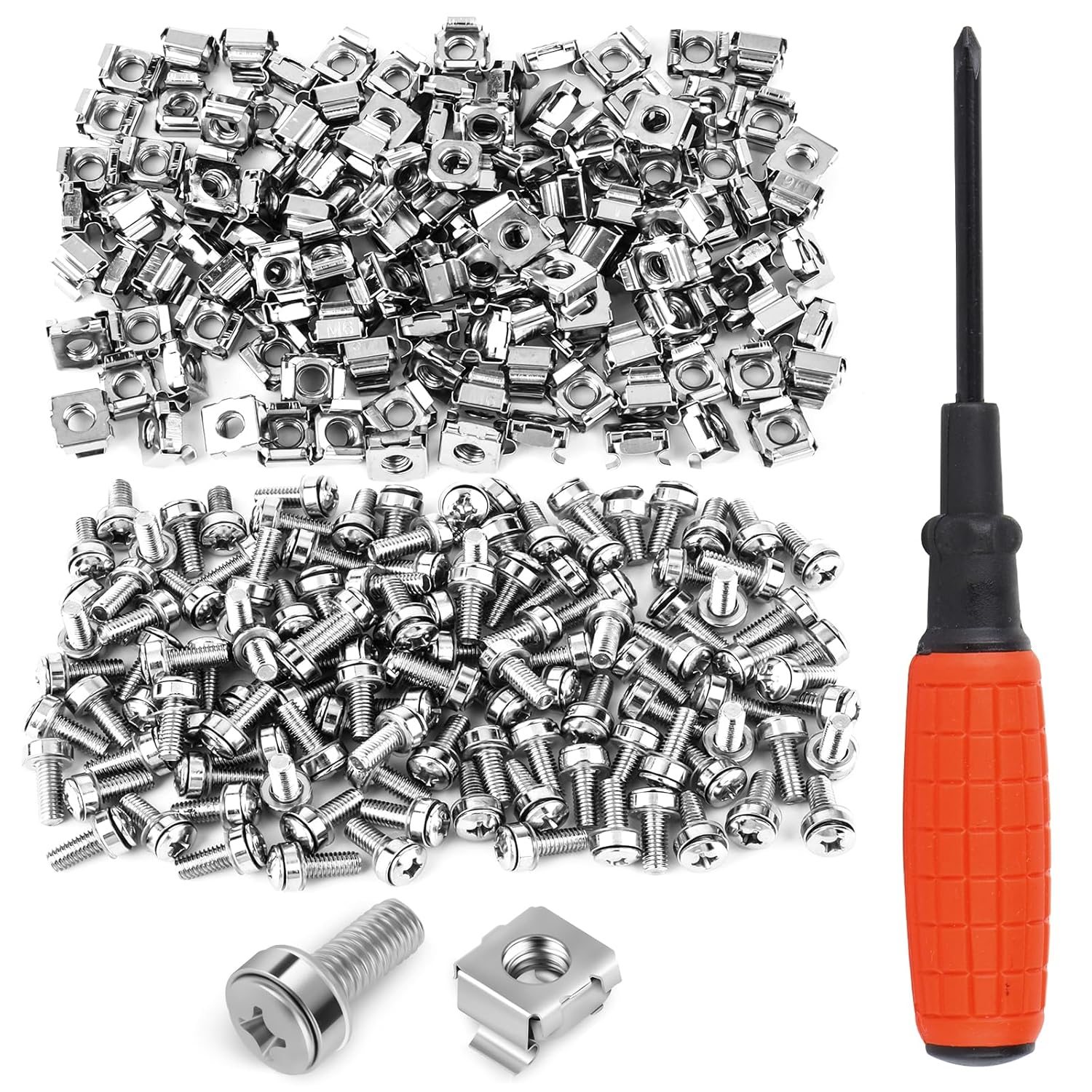 QCDENG 120 Sets M6 x 20mm Rack Screws and Cage Nuts, Server Rack Screws