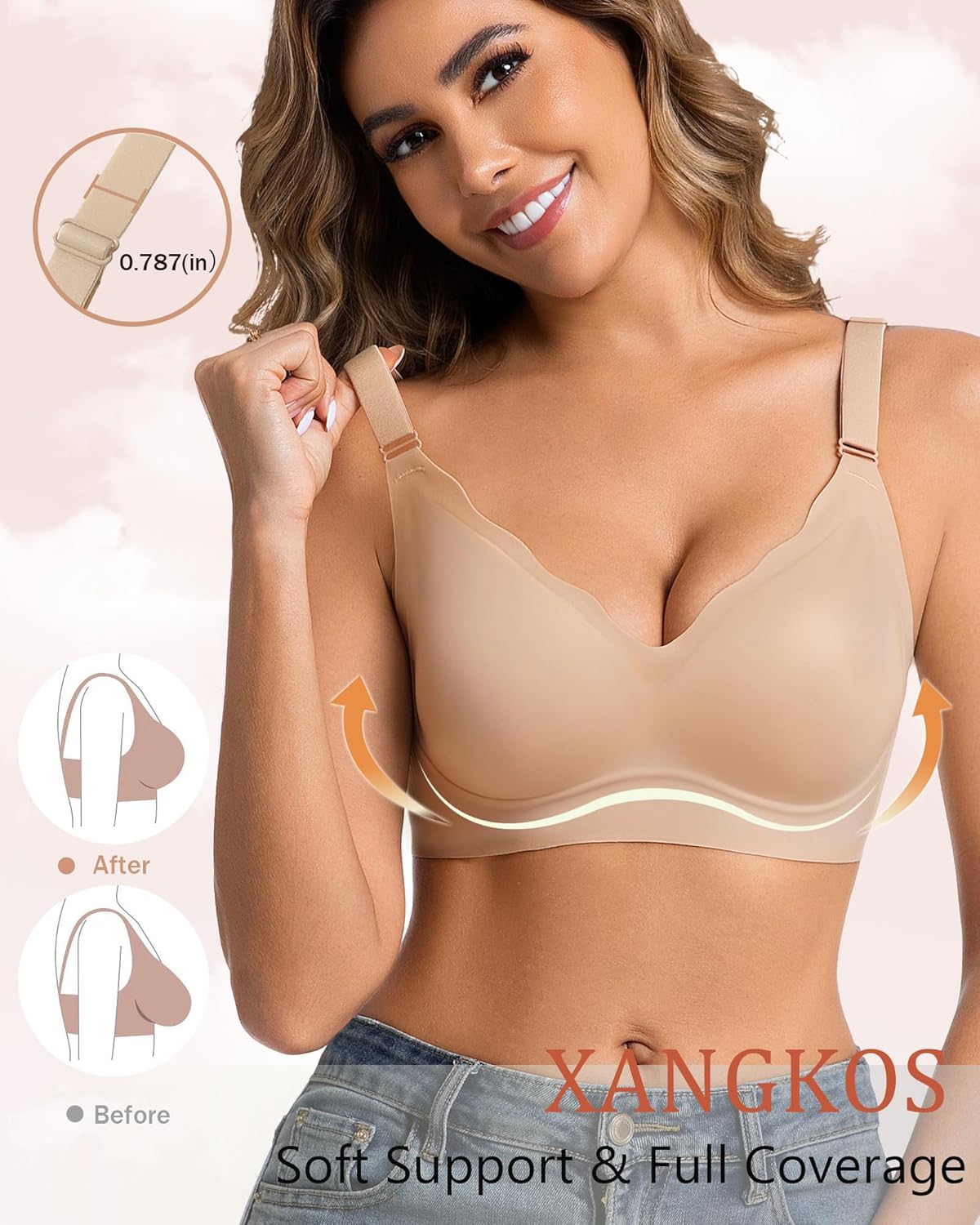Jelly Bras for Women Wireless Comfortable Bra Supportive No Underwire Bras Tshirt P... - Image 3