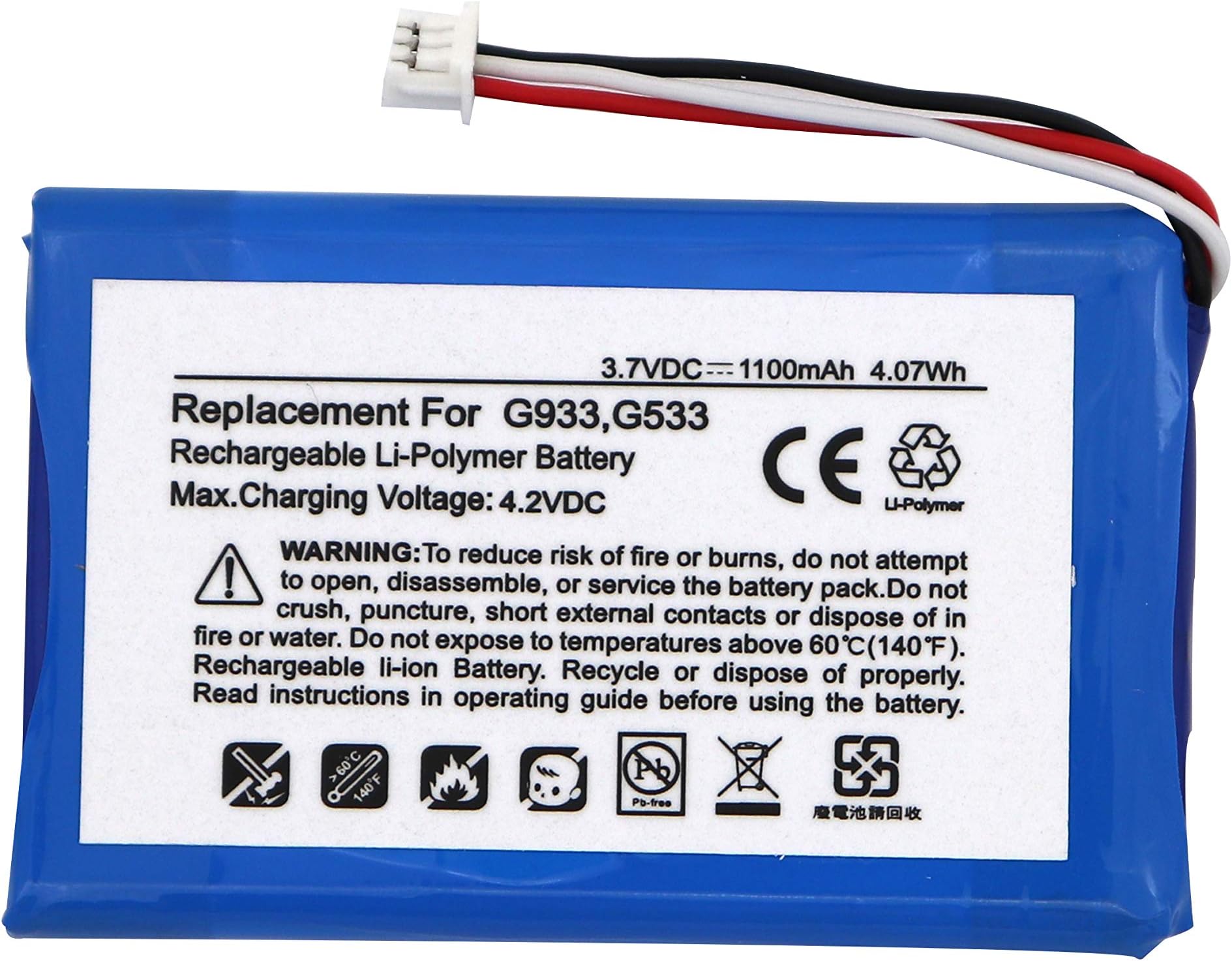G933 Battery Replacement for LOGITECH G533 and G933 Artemis Spectrum Wireless Gaming HeadsetCarbon Neutral Certified by SCS Global Services