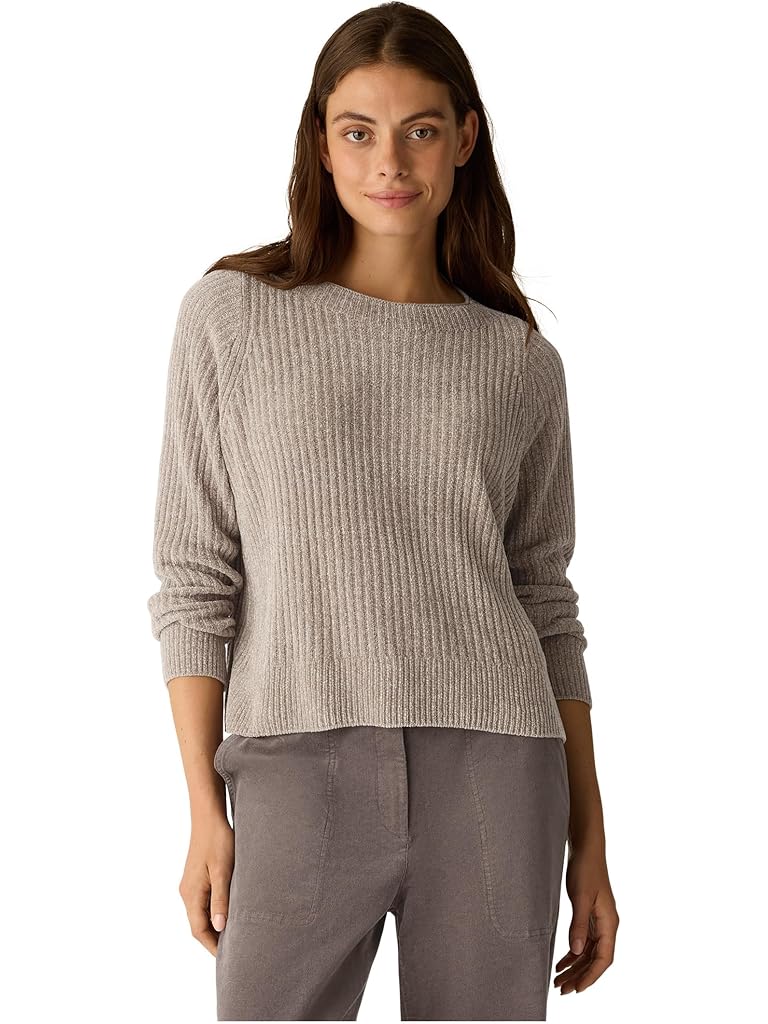 Taupe Eileen Fisher Chenille Blend Square Armhole Sweater