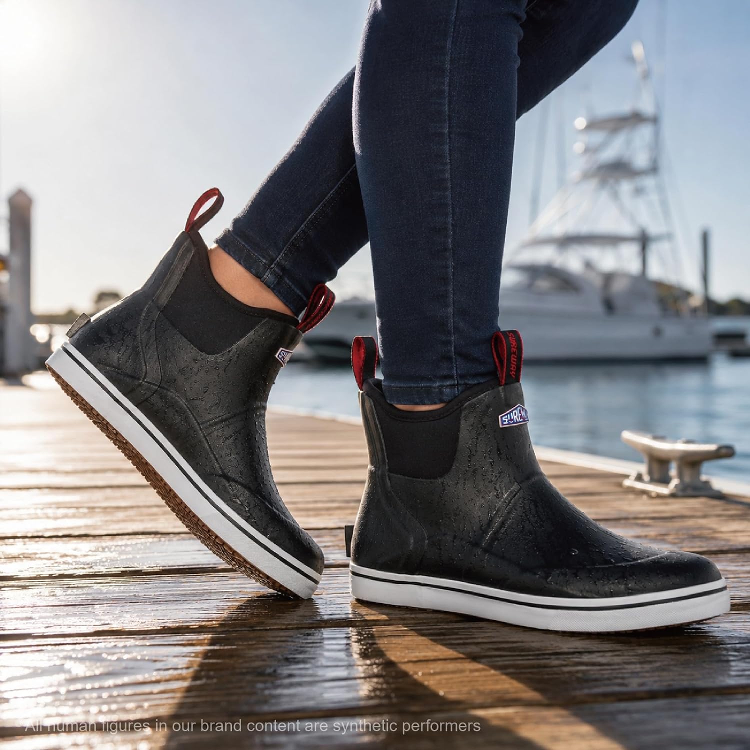 SUREWAY Women's Deck Boots Professional Non-Slip Fishing & Ankle Deck Boot Waterproof Rain Boots