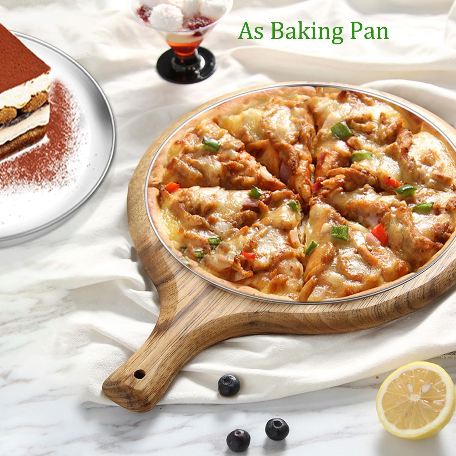 Yododo Zestaw 3 patelni do pizzy, ze stali nierdzewnej, okrągły talerz do pizzy do pieczenia w piekarniku, zdrowa metalowa patelnia do pieczenia pizzy, do piekarnika, rozmiar 30 cm