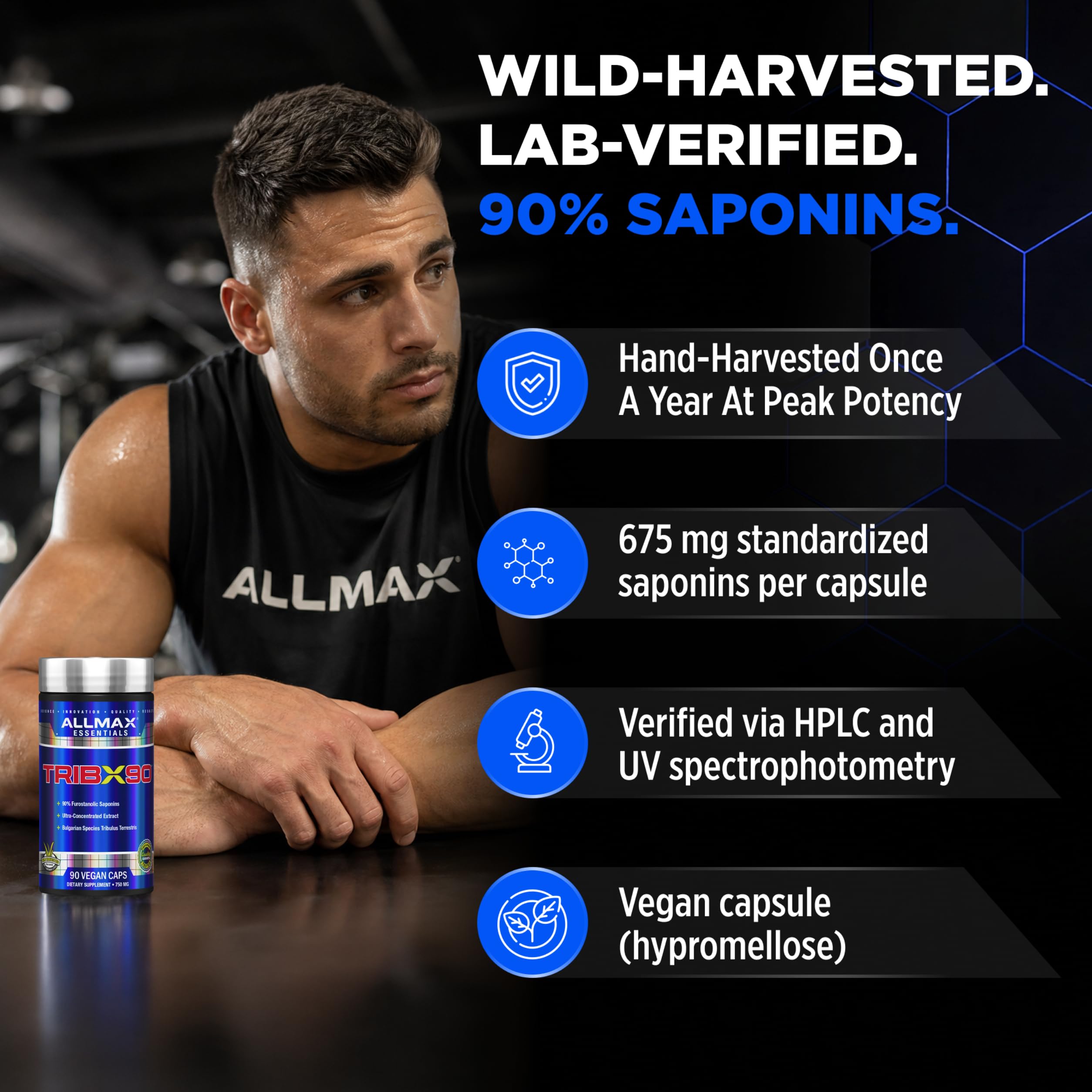 ALLMAX TribX90, 750 mg Tribulus, 90 Vegan Capsules — Amazon image 4
