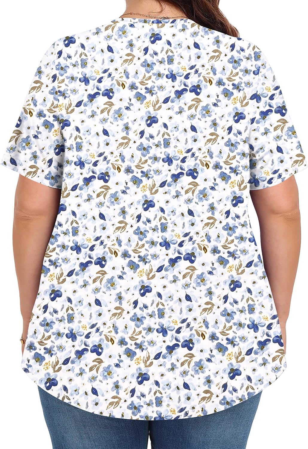 Womens Plus Size Tops Summer Shirts Tunic Short Sleeve Crew Neck Loose Fit Blouse 1X-5X - Image 4