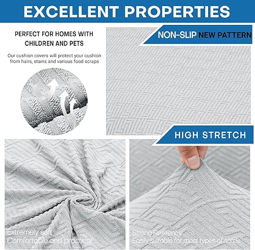 Miniatura 5 de ZNSAYOTX Fundas elásticas para cojines de sofá, fundas de asiento de repuesto suave, patrón único, protector de muebles con parte inferior elástica