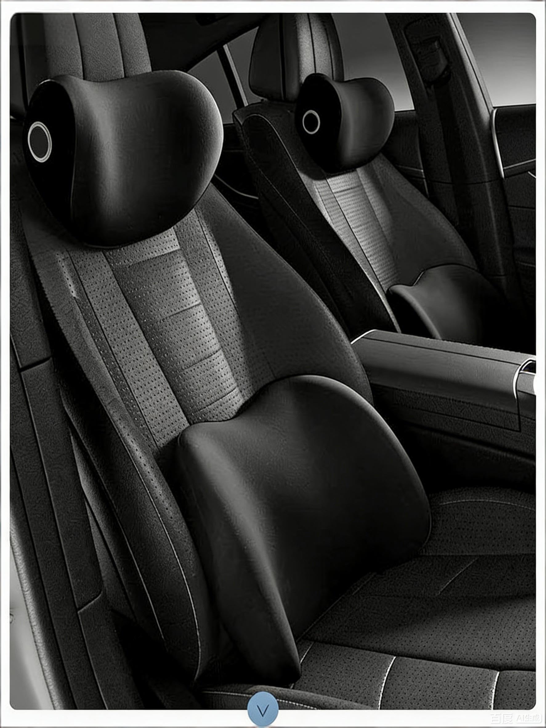 4 Piezas Cojín de Soporte Lumbar para Coche y Reposacabezas Kit de Almohada para Cuello para Myli 2025, Espuma Memoria Aliviar el Dolor,Black
