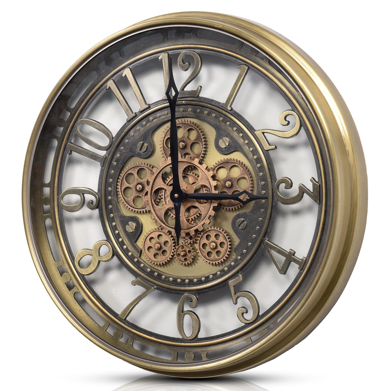 Orologio da parete con cambio di movimento reale ingranaggi numeri romani o arabi (numeri arabi, oro)