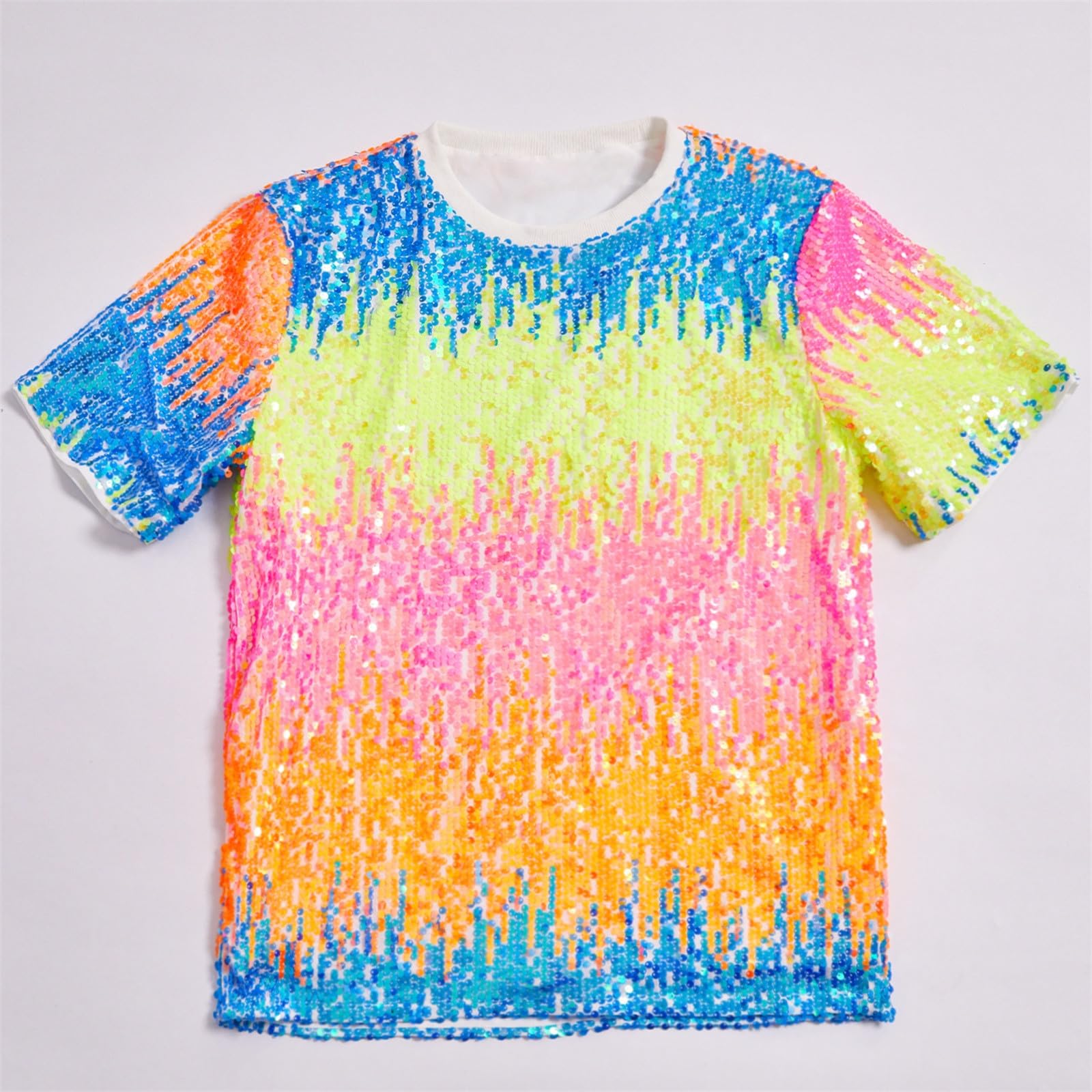 Generisch Camiseta para hombre con superficie brillante, camiseta interior de manga corta, camiseta interior metálica, cuello redondo, camiseta de rendimiento, disfraz de club nocturno, camiseta