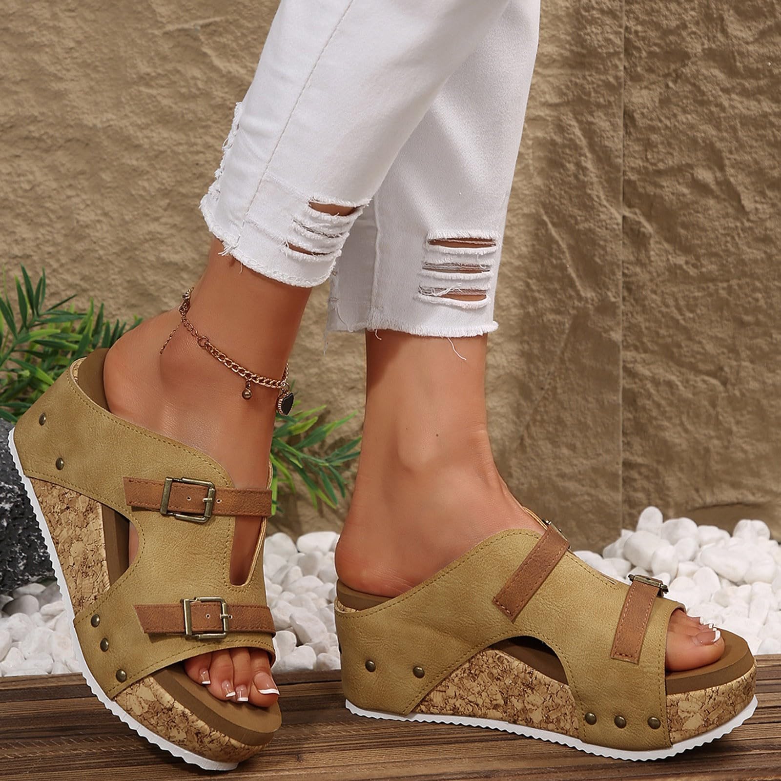 Generico Sandales Et Nu-Pieds Femme Confortables LéGèRes AntidéRapantes Semelle Souple Respirantes Chaussures Femme éTé Mode Mules Support Pieds Larges Ville Plage