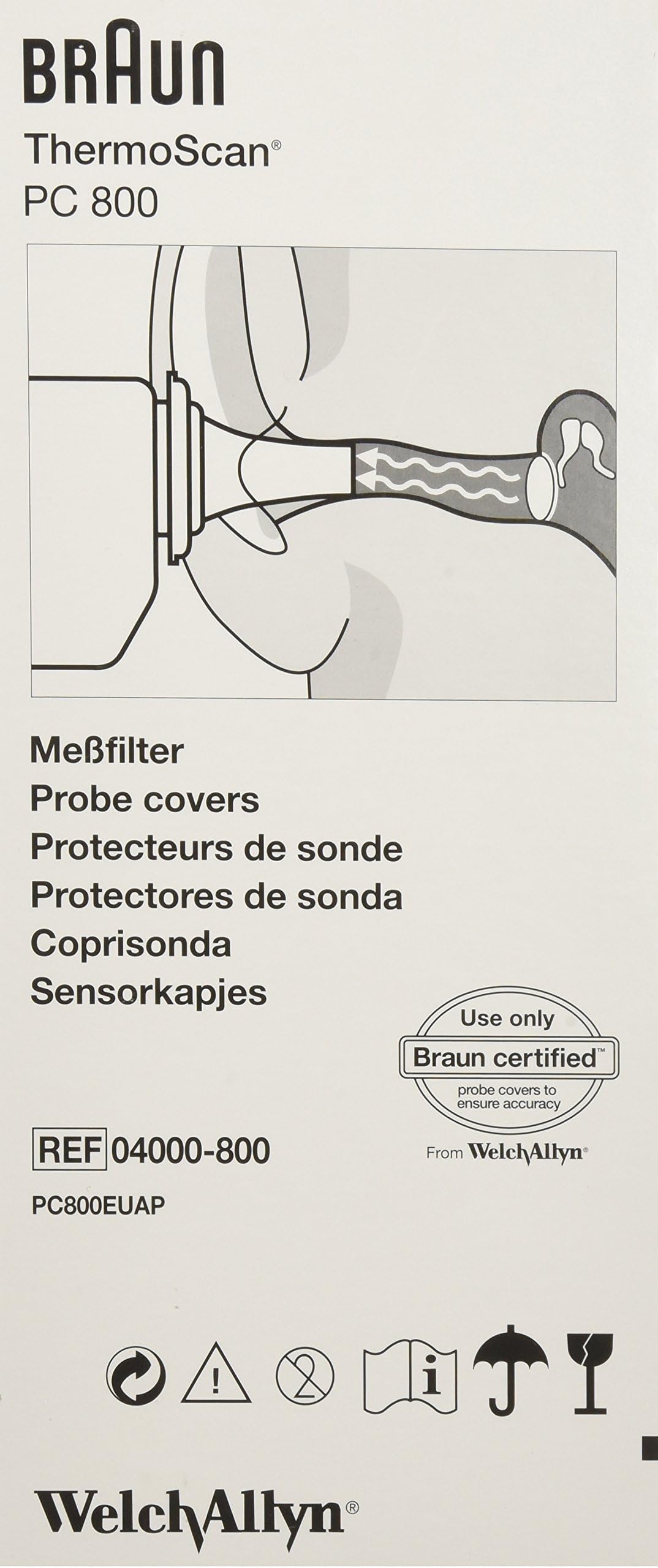 Welch Allyn ThermoScan Pro Series Thermometers Probe Covers, 800/Case