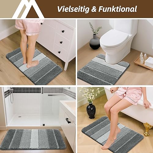 Miniatura 9 de COSY HOMEER Alfombras de baño de 24 x 17 pulgadas, ultra suaves y absorbentes, con respaldo de TPR antideslizante, lavable a máquina, alfombra