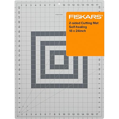 Fiskars Self Healing Cutting Mat for Crafts, Sewing, and Quilting Projects - 18” x 24" Grid - Rotary Fabric Cutting Craft Mat with Ruler Grid - Gray