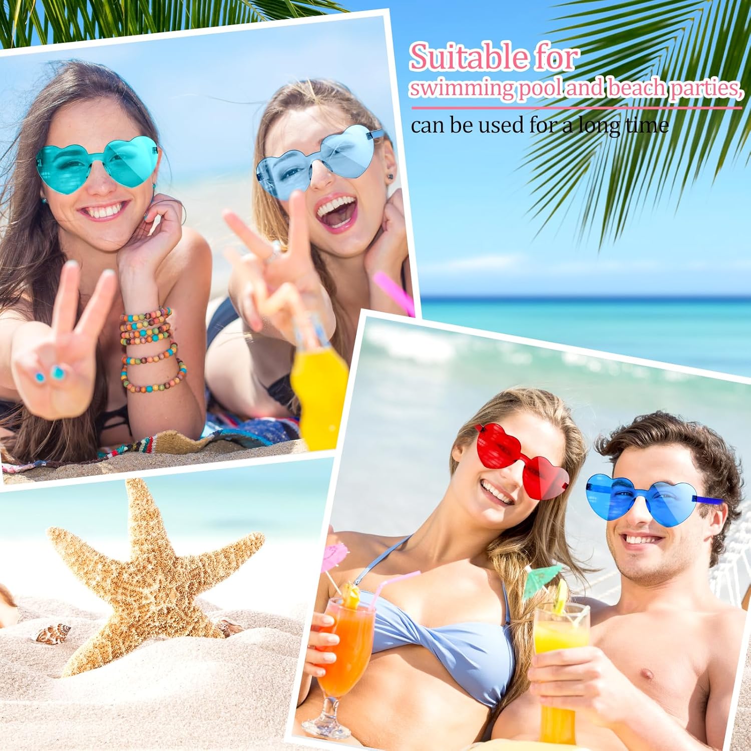 NACHLYNN 30 Pairs Heart Sunglasses Candy Color Heart Glasses Women Rimless Heart Shaped Sunglasses for Costumes Cosplay - Image 6