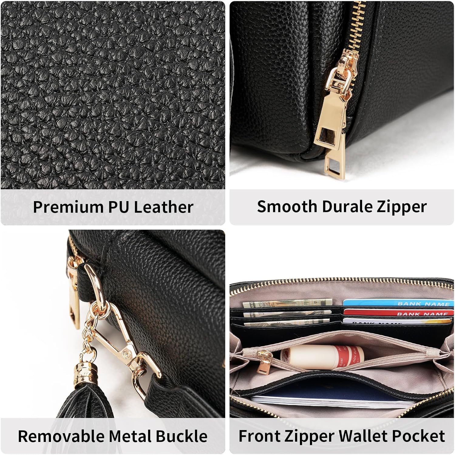 FALAN MULE Crossbody Purses for Women Trendy,Vegan Leather Medium Women's Crossbody Travel Purse Built in Wallet - Image 5