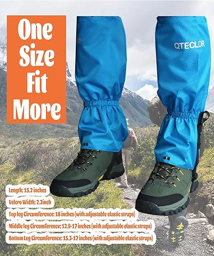 Miniatura 3 de QTECLOR Polainas ajustables para hombre y mujer, para adolescentes, adultos, color negro, azul, verde, morado, zapatos de nieve para senderismo,