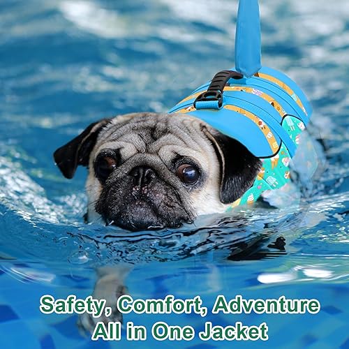 Miniatura 66 de Chaleco salvavidas de tiburón para perro, chaleco salvavidas ajustable para nadar con asa de rescate