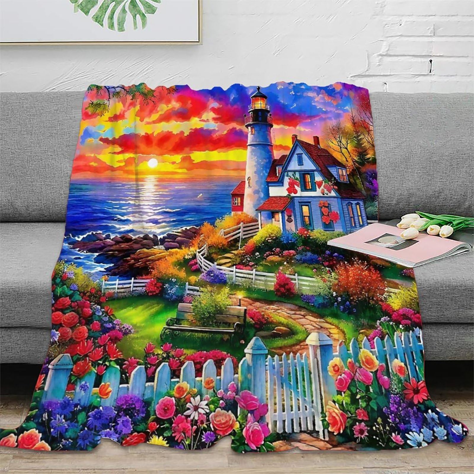 Couverture phare 3D anti-froid en microfibre chaude pour lit et nuits fraîches