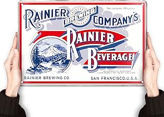 Rainier Beer Signs | Man Cave Decor | Bar Vintage Metal Tin Signs | Garage Retro Home decor | Wall Poster Funny Cool Things Stuff For House Shop Room Coffee 8 * 12 Inch