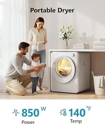 Miniatura 9 de Euhomy Compact Dryer 1.8 cu. ft. Portable Clothes Dryers with Exhaust Duct with Stainless Steel Liner Four Function Small Dryer Machine, Suitable
