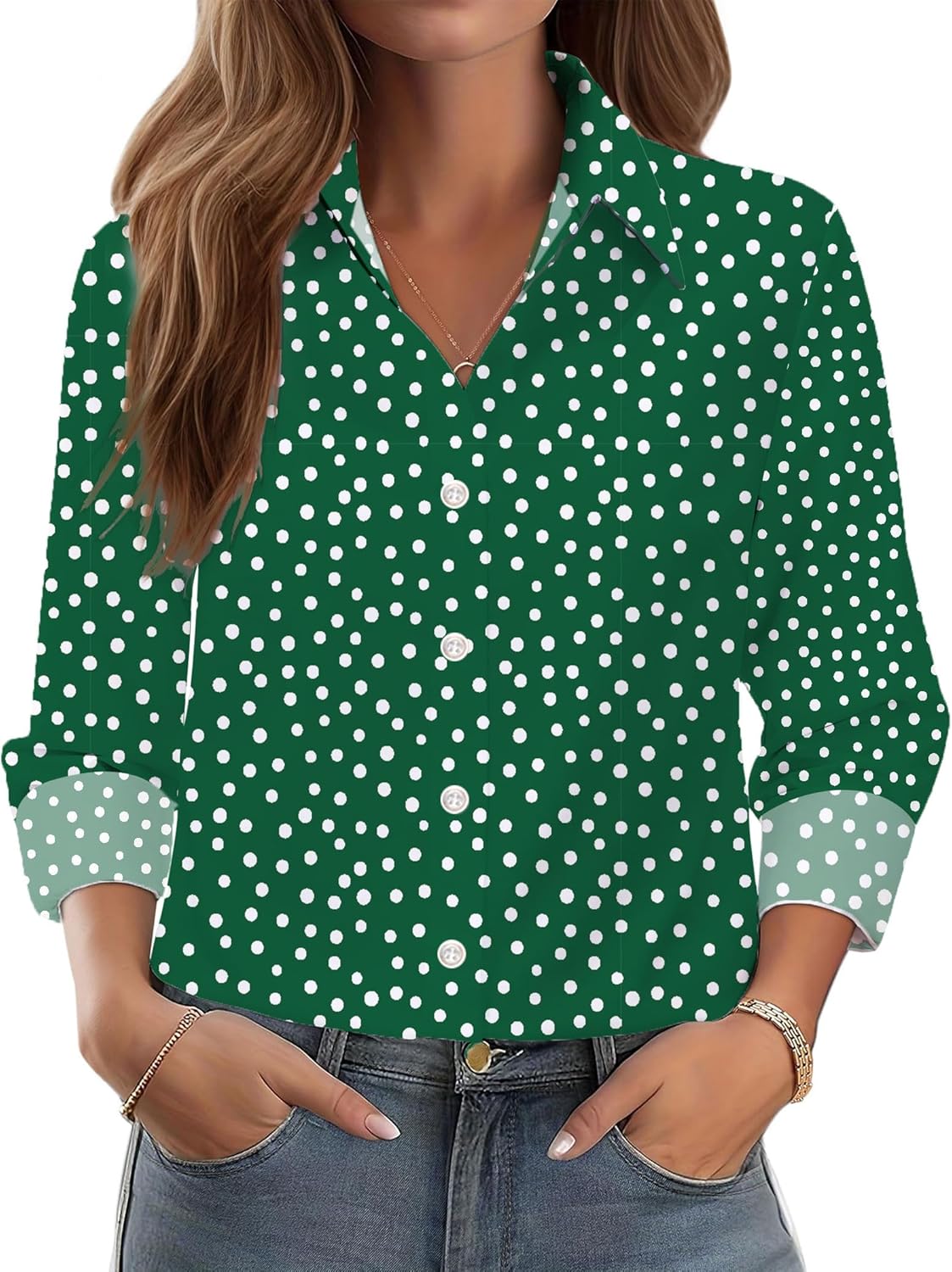 Button Down Long Sleeve Shirts for Women Floral Print Button Up Business Casual Outfits Trendy Ladies Top Blouses