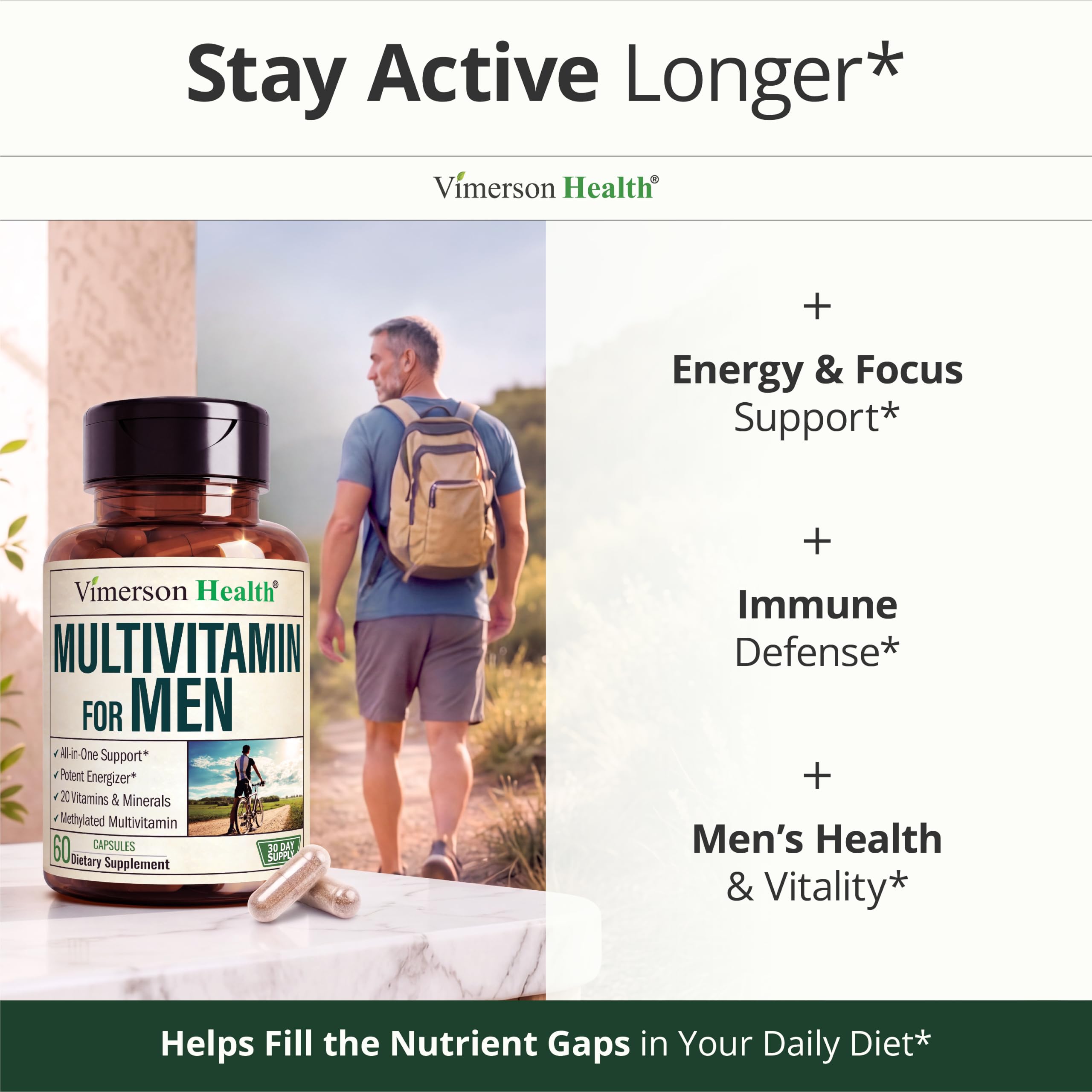 Multivitamin for Men – Methylated Multivitamin – Daily Wellness – 60 Caps — Amazon image 5