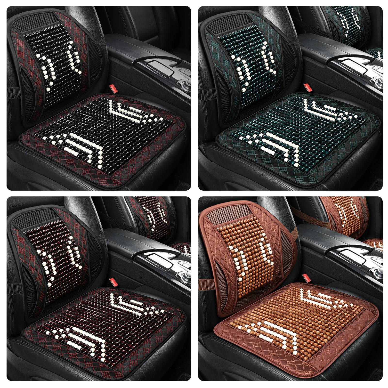 Hsioluted Beaded Seat Covers Lumbar Back Brace Cushion Vehicle Chair Ventilated Cooling Seat Pad Covers