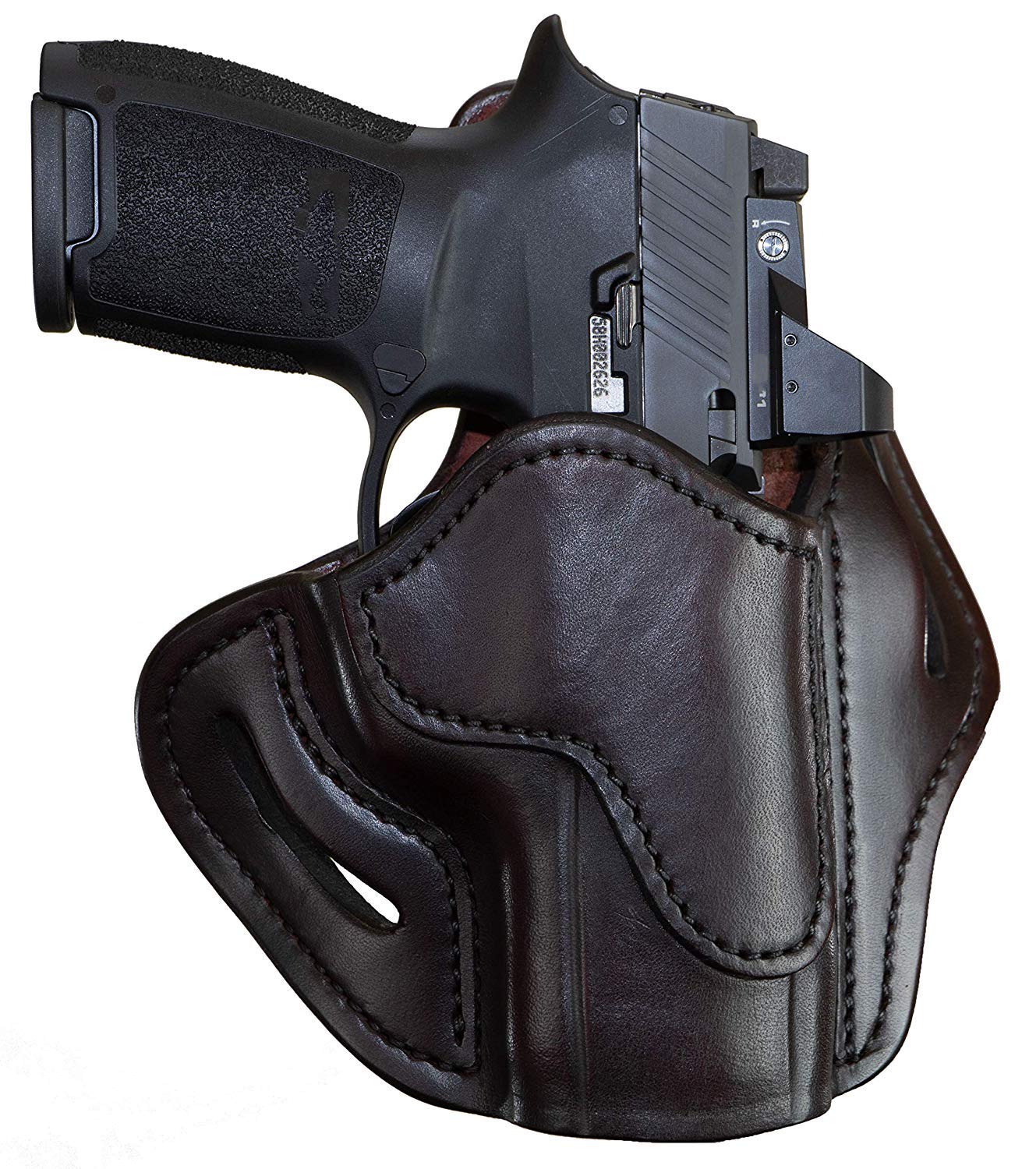 1791 GUNLEATHERP320c Optic Ready Holster - OWB CCW Leather Gun Holster for Belts - Right Handed - HK VP9sk, P2000, 45c, SIG P229c and Most compacts with Rails