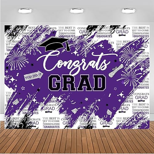Miniatura 5 de Mocsicka Telón de fondo de graduación de felicitaciones para graduados, decoración de fiesta de graduados, fondos de fotografía para clase de 2024