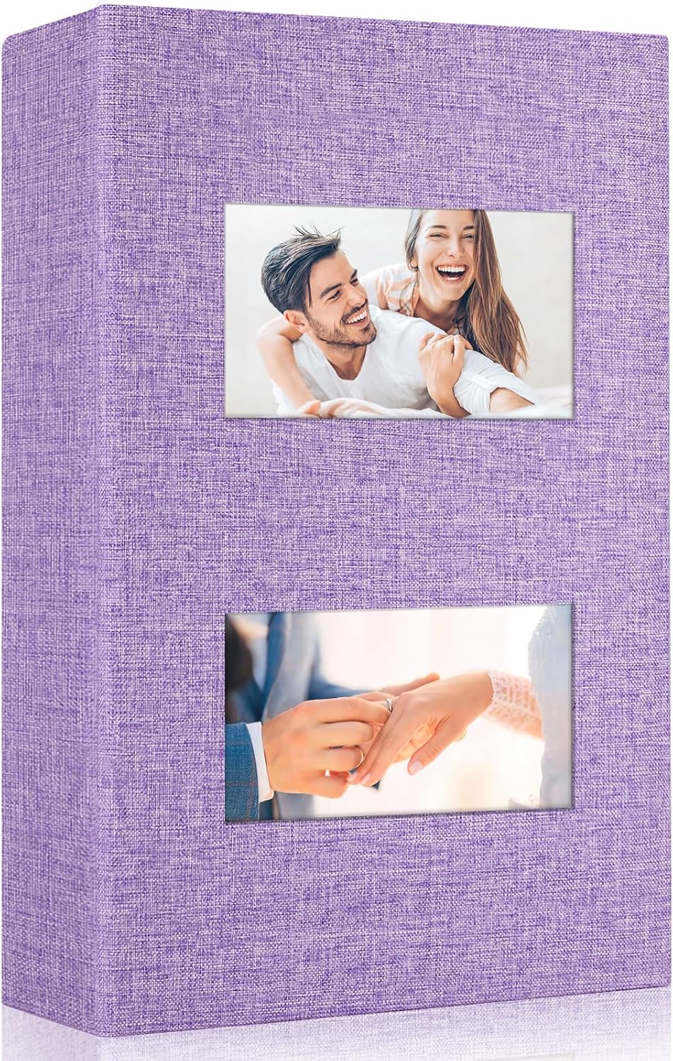 Photo Album 4x6 200 Pockets for Wedding Gifts, Linen Hardcover Memory Book with Front Window for Family Anniversary School Baby Travel Pictures Holds 200 Horizontal Photos, WineRed