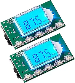 Módulo transmissor FM digital, 2 peças, transmissor FM estéreo DSP PLL 76,0-108,0 MHz, modulação de frequência estéreo com linha de exibição LCD/entrada USB/microfone, DC 3,0 V - 5,0 V