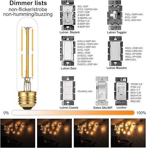 Miniatura 3 de LiteHistory Bombilla Edison E26 regulable de 6 W, igual a 60 W, AC120V, blanco cálido, 2700 K, bombillas Edison de 60 W, 600 lúmenes, bombilla LED