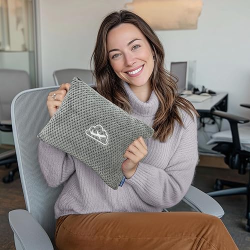 Miniatura 2 de BEDELITE Manta de viaje compacta con bolsa, portátil y plegable, juego de almohada y manta de viaje jacquard 2 en 1, manta de avión esencial de