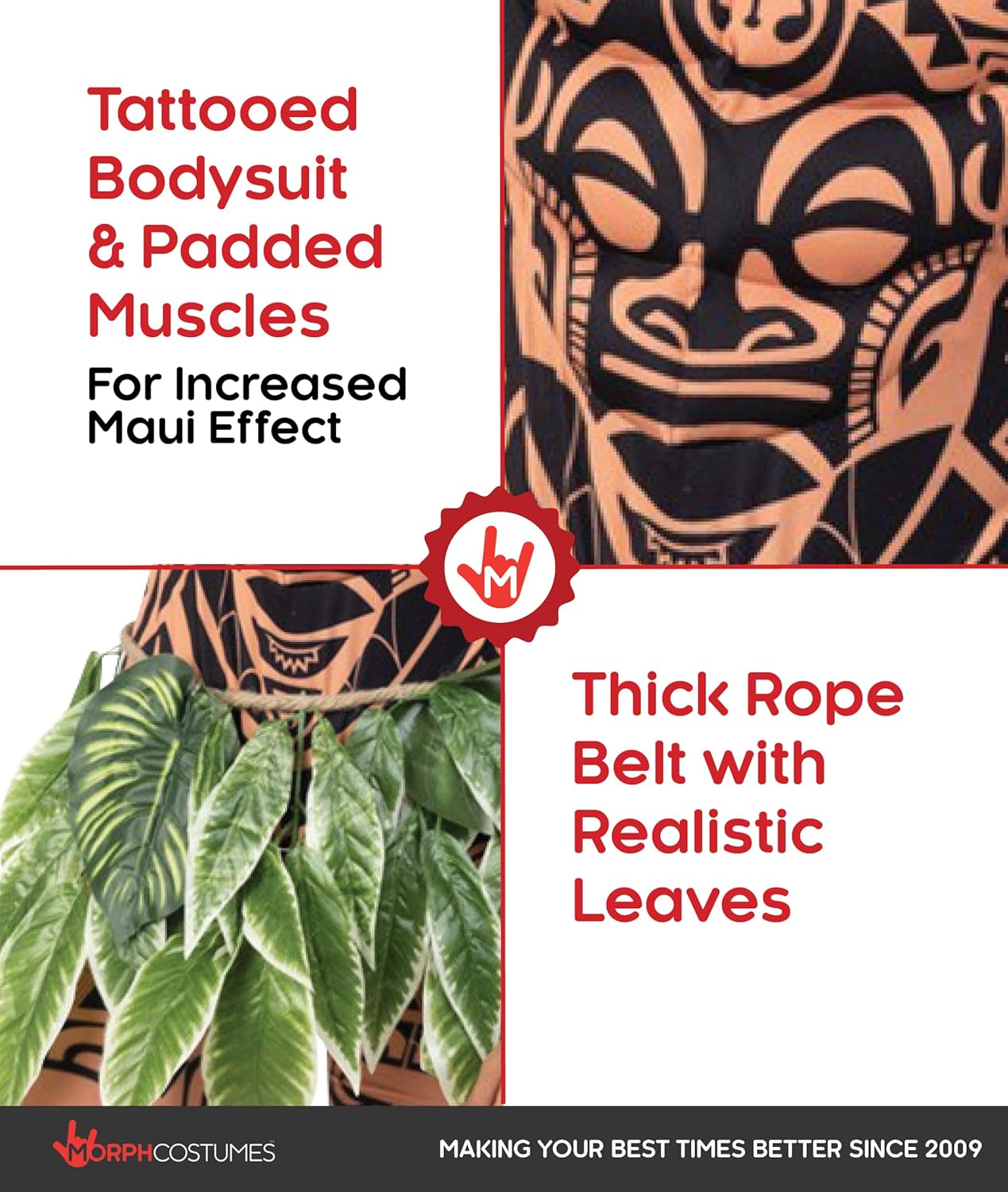 Morph Maui Costume for Men, Hawaiian Tattoo Costumes, Maui Costume Adult, Fancy Dress For Adults, Adult Halloween Costumes - Image 2