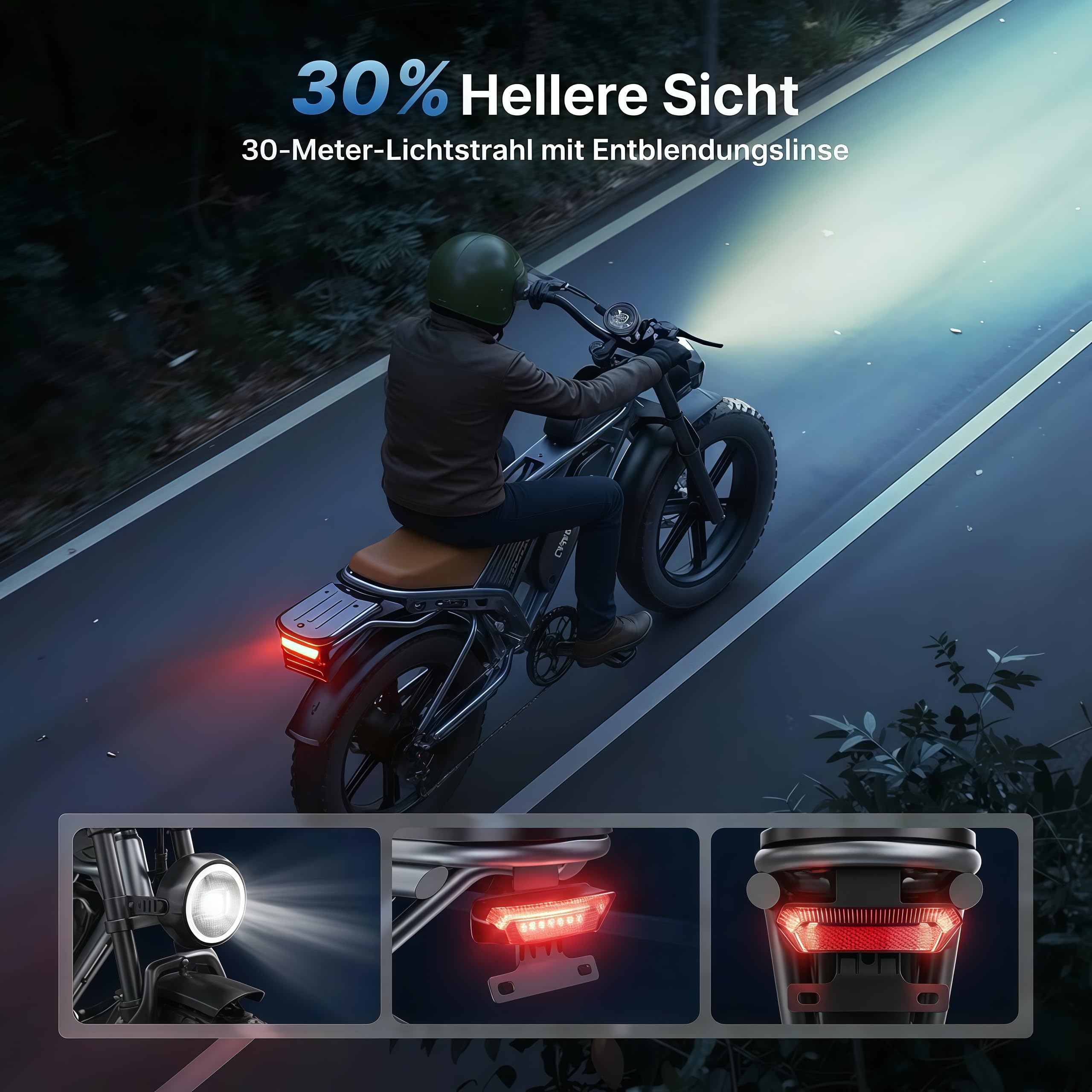 DEEPOWER QS7 E-Bike Für Erwachsene, 48V 20Ah/35Ah/60Ah Herausnehmbarer Akku, Bis Zu 110-250KM Reichweite, 20 Zoll Fat Tire E-Bike, Vollfederung, Shimano 7-Gang, All-Terrain Elektrofahrrad