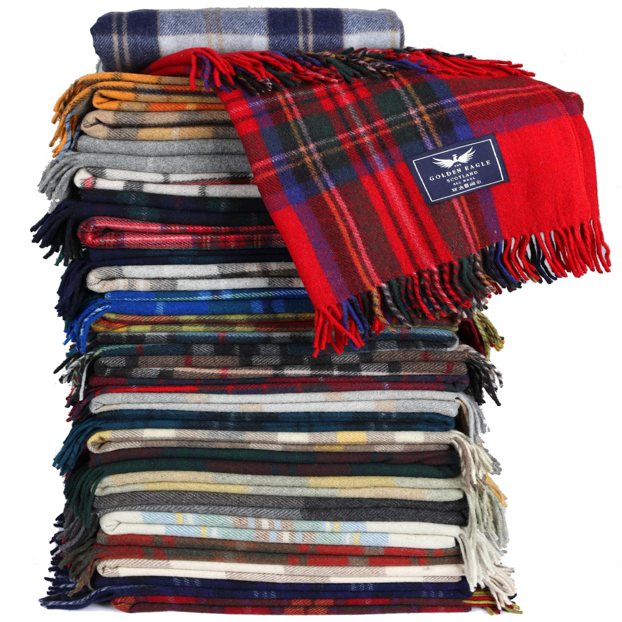 The Golden Eagle Scottish Tweed Wool Large Blanket Tartan Rug with Check Pattern for Warm Winter (Bannockbane Silver) - Image 3