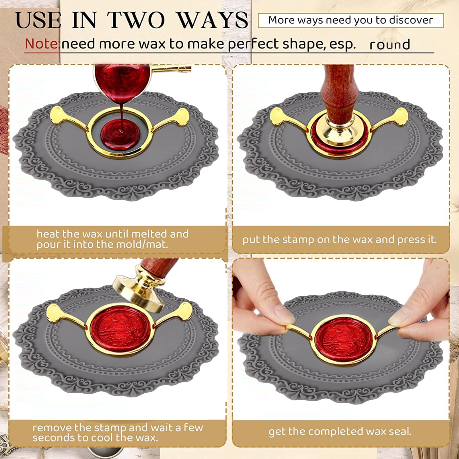 3Pcs Metal Wax Seal Molds Suits 1.18 Inch Wax Seal Stamp DIY | UK - View #2