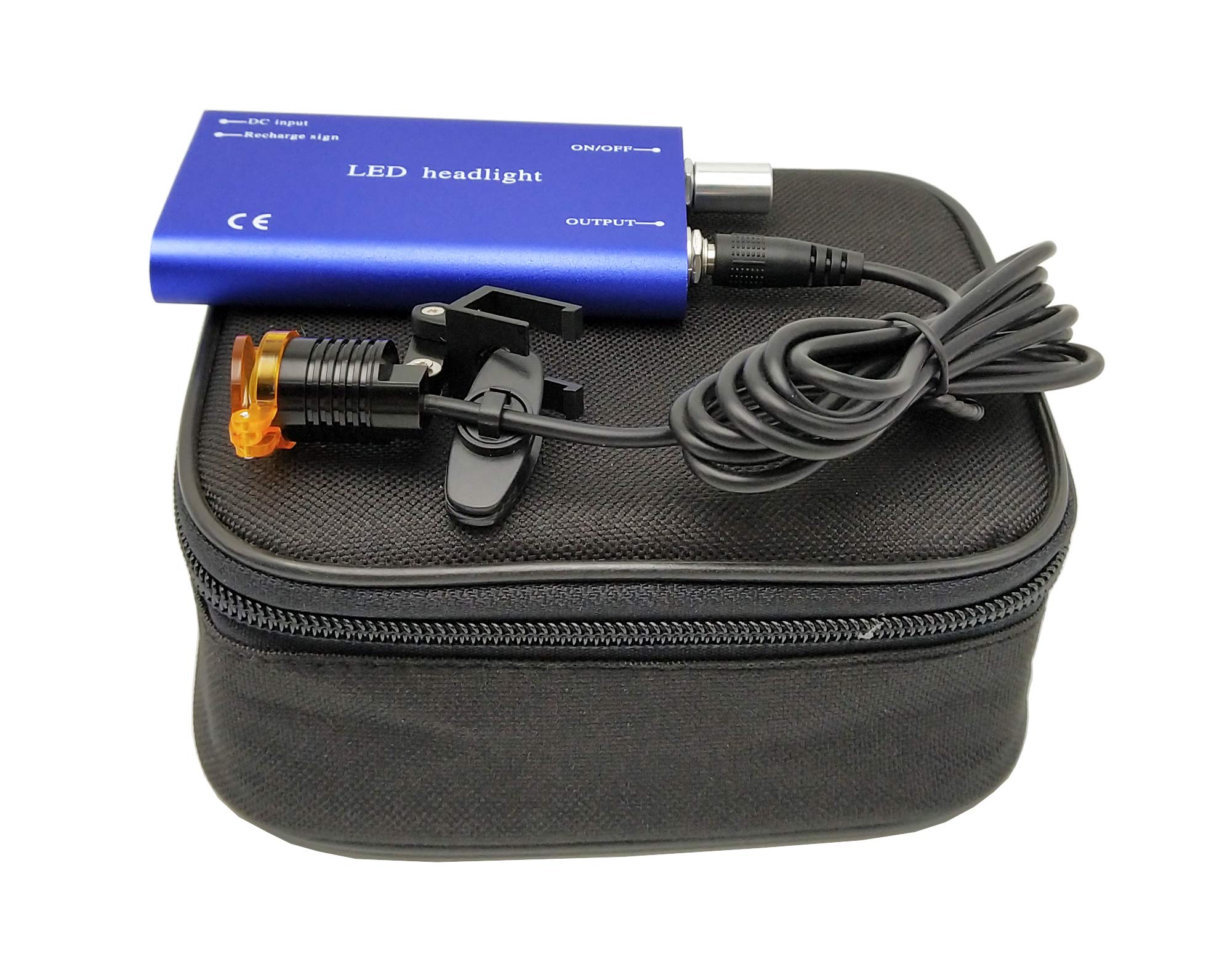 Mikes Dental Lampe frontale LED 3 W à clipser avec tablette d'ombrage pour loupes jumelles médicales chirurgicales (Bleu)