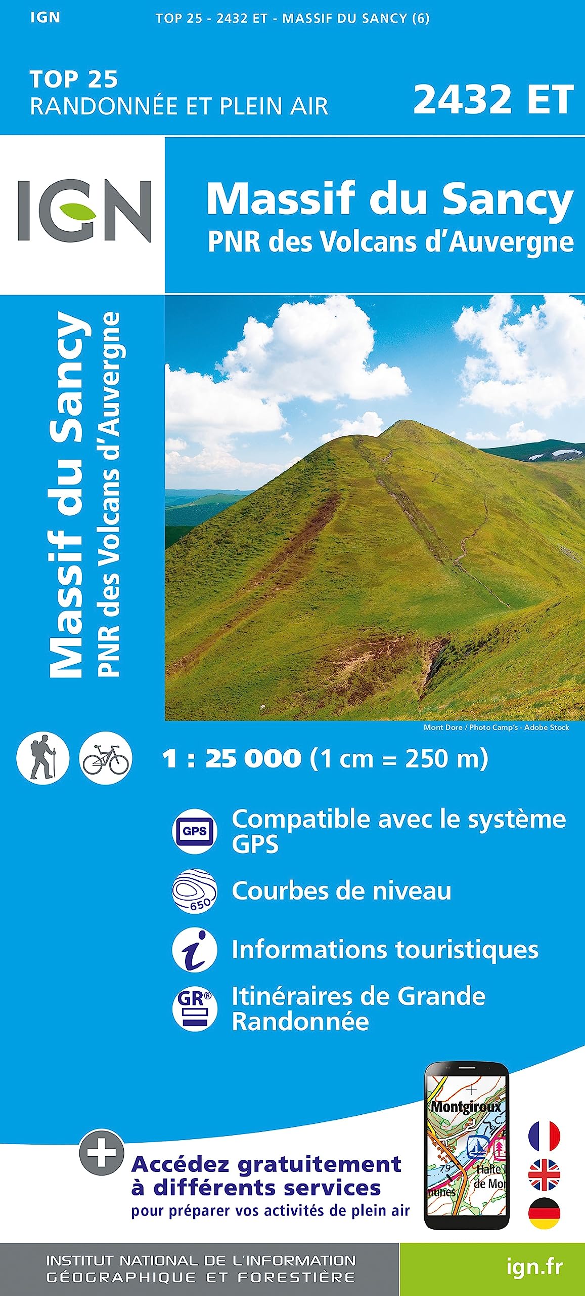 Massif du Sancy PNR des Volcans d'Auvergne (2432ET) (TOP 25)