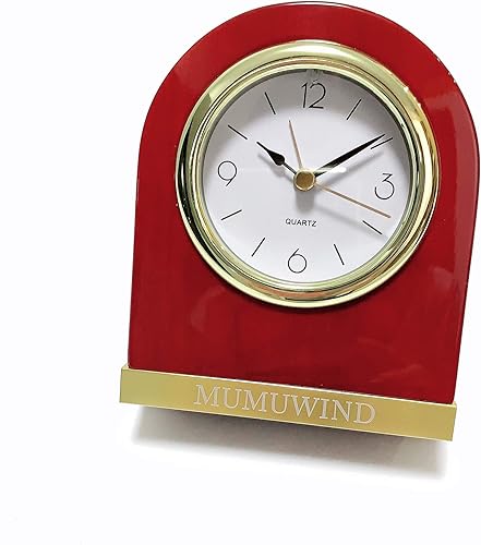 Reloj de mesa de madera clásico de escritorio, mesa despertadora, reloj de arco de escritorio de madera personalizado con base dorada. Reloj de