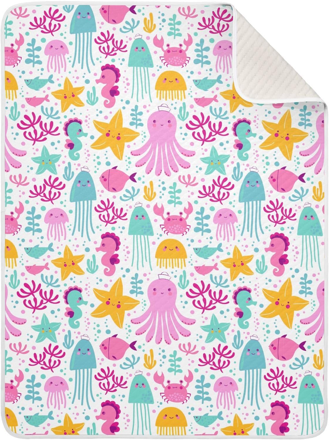 Manta de muselina para bebés de animales oceánicos coloridos, pulpo, manta de muselina de algodón suave transpirable para guardería, unisex, niños y