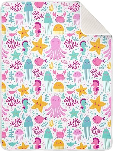 Manta de muselina para bebés de animales oceánicos coloridos, pulpo, manta de muselina de algodón suave transpirable para guardería, unisex, niños y