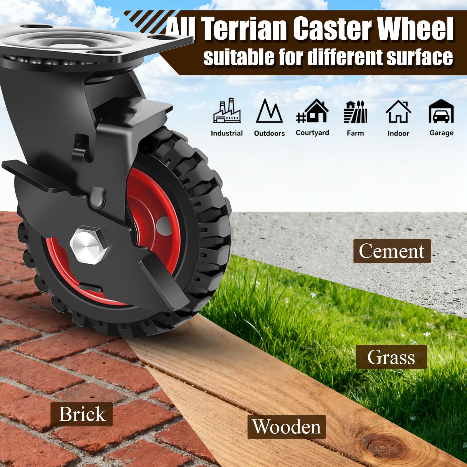 Heavy Duty Caster Wheels - 5 Inch Plate Casters -4 Heavy Duty Caster Wheels - 5 Inch Plate Casters -4
