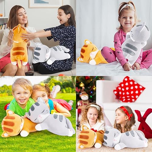 Miniatura 5 de Peluche de gato, almohada de felpa de gato, almohada suave de peluche kawaii para abrazar, lindos juguetes de peluche para niños y adultos, regalos
